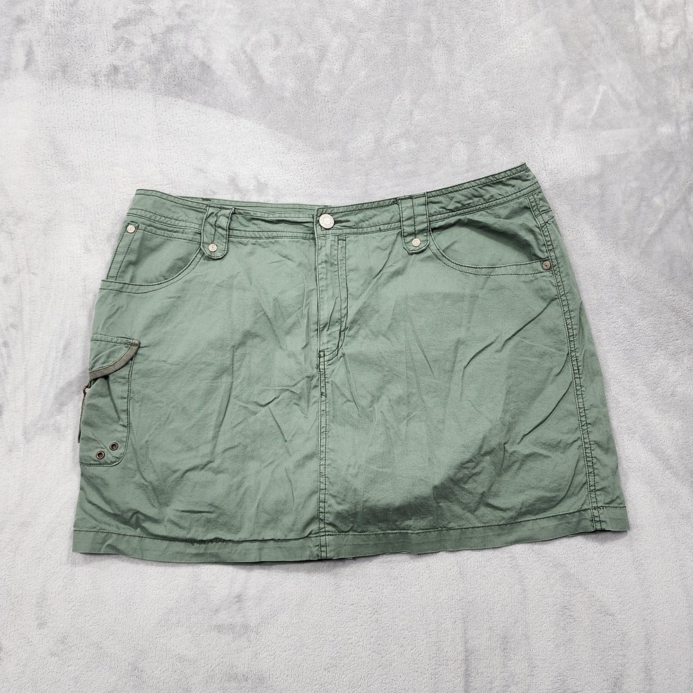 Vintage Faded Glory Skort Womens 18 Green Twill Cargo Pockets Strap Short Casual